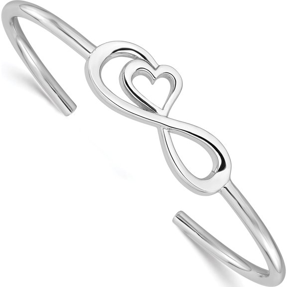 Jewelry by Sweet Pea Sterling Silver Rhodium-plated Heart Infinity Symbol Cuff Bangle