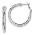 thumbnail image 1 of Sterling Silver Rhodium Plated Hinged Earrings - 3.6 Grams - Measures 30x30mm Wide 3.25mm Thick, 1 of 2