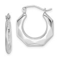 Sterling Silver Rhodium Plated Hollow Fancy Hoop Earrings Sterling