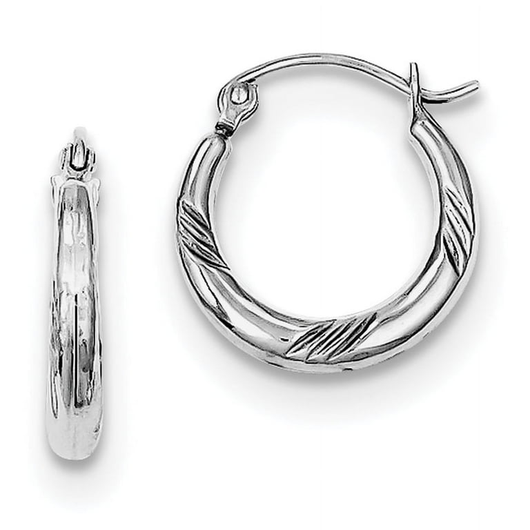 Sterling Silver Rhodium Plated Hoop Earrings Sterling Silver