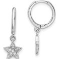 thumbnail image 1 of Sterling Silver Rhodium-Plated Hoops With Cz Star Dangle Earrings (Width 7.9) (Length 21.6) - Jbsp, 1 of 5
