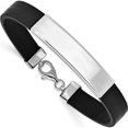 thumbnail image 1 of Sterling Silver Rhodium-Plated Id Black Rubber Bracelet (8 X 11) Made In Italy xgbkss14-8, 1 of 5
