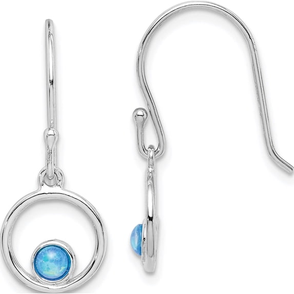 Sterling Silver Rhodium-Plated Imitation Opal Circle Dangle Earrings Made In China qe15302