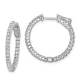 thumbnail image 1 of Sterling Silver Rhodium-Plated In & Out CZ Hinged Hoop Earrings - Polished, 1 of 1
