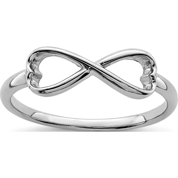 Sterling Silver Rhodium-Plated Infinity Heart Ring (Size 6) Made In United States qr5888-6