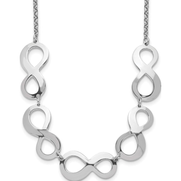 Sterling Silver Rhodium-Plated Infinity With 2In. Ext. Necklace (17 X 11) Made In Italy qg5267-17