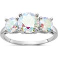 thumbnail image 1 of Sterling Silver Rhodium-Plated Iridescent Cz 3-Stone Ringsize 6 (Width 1.4 To 2.6) - Jbsp, 1 of 5