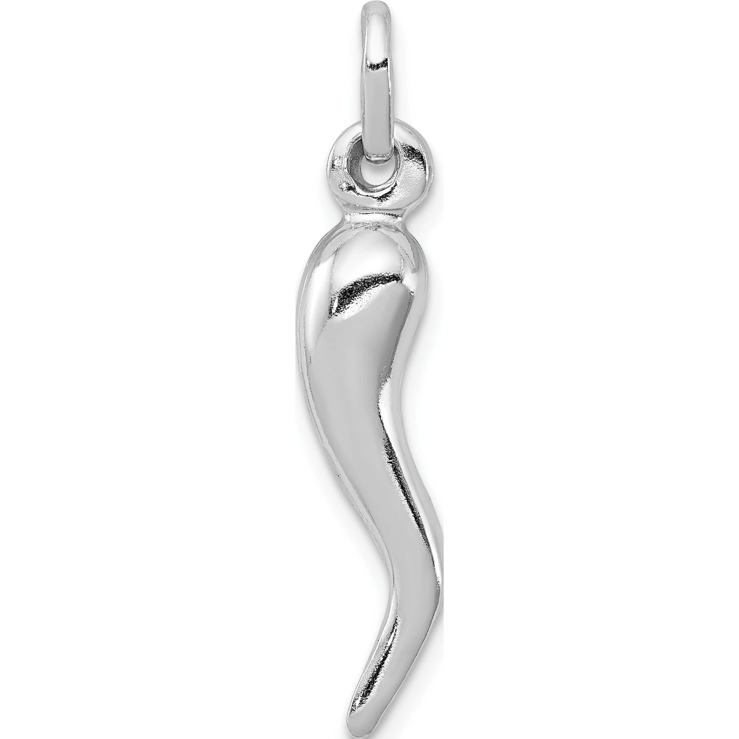 Sterling Silver RhodiumPlated Italian Horn Charm (30 X 6) Made In