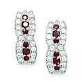 thumbnail image 1 of Sterling Silver Rhodium Plated January Red CZ Fancy Leverback Earrings - Measures 15x6mm, 1 of 2