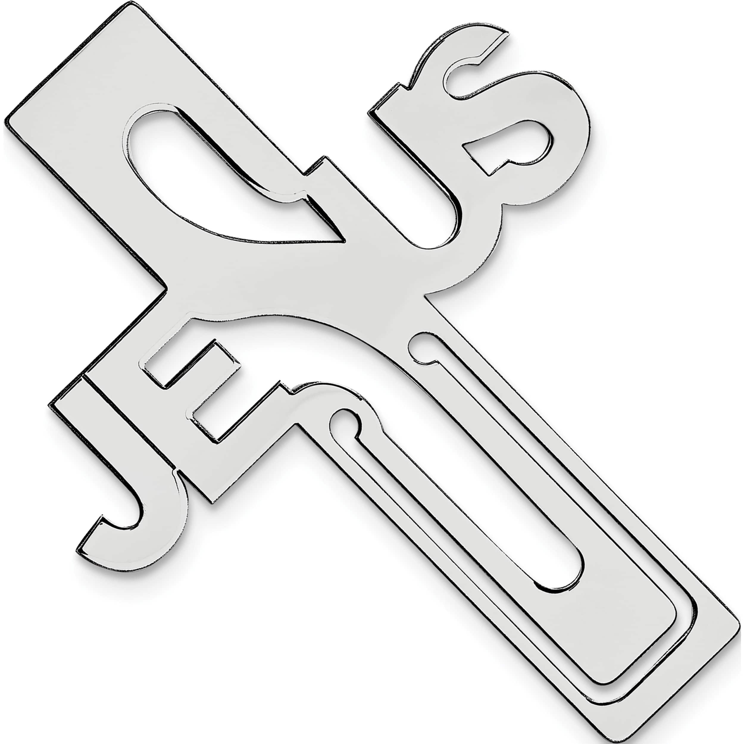 Sterling Silver Rhodium-Plated Jesus Cross Bookmark Made In United States qq589