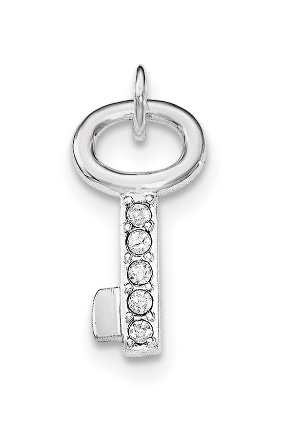 Sterling Silver Rhodium-Plated Key With Crystal Pendant Made In China qc8521