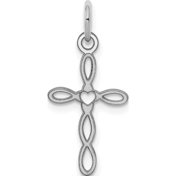 Sterling Silver Rhodium-Plated Laser Designed Cross Charm (20 X 11) Made In United States qxr135