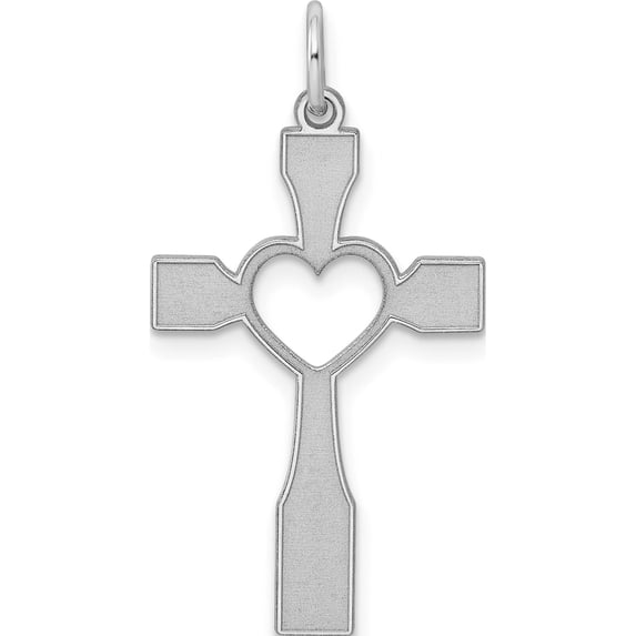 Sterling Silver Rhodium-Plated Laser Designed Cross Pendant (30 X 16) Made In United States qxr245