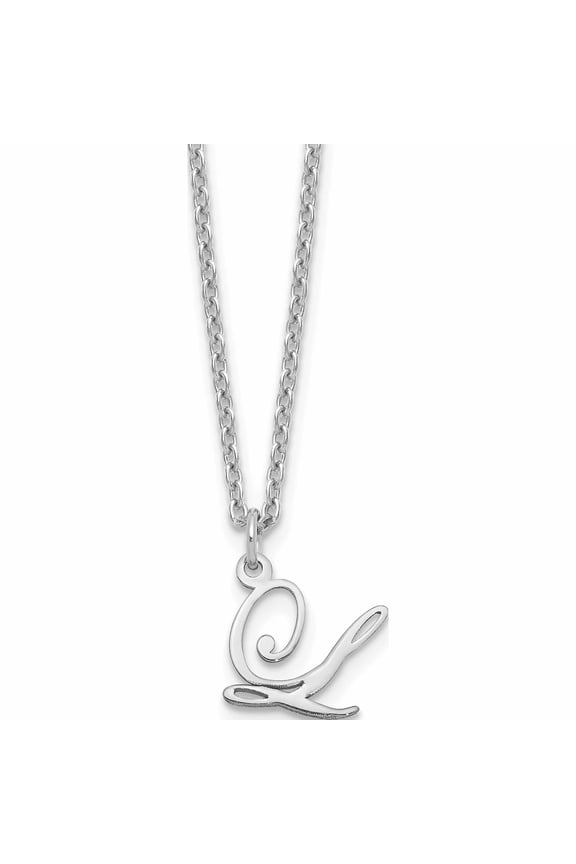 Sterling Silver Rhodium-Plated Letter L Initial Necklace Made In United States -Jewelry By Sweet Pea