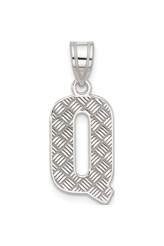 Sterling Silver Rhodium-plated Letter Q Initial Pendant