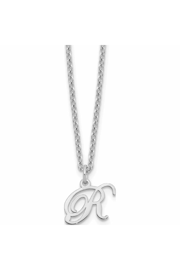 Sterling Silver Rhodium-plated Letter R Initial Necklace