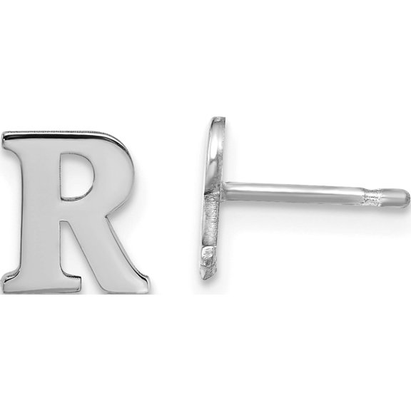Sterling Silver Rhodium-Plated Letter R Initial Post Earrings Made In United States xne46ss/r