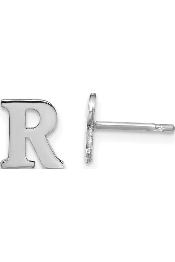 Sterling Silver Rhodium-Plated Letter R Initial Post Earrings Made In United States xne46ss/r