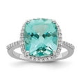 thumbnail image 1 of Sterling Silver Rhodium-Plated Light Blue Crystal CZ Halo Ring - Size 7, 1 of 1