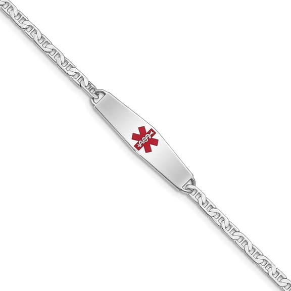 Sterling Silver Rhodium-Plated Medical Id Anchor Link Bracelet Made In Italy xsm1-8