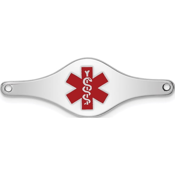 Sterling Silver Rhodium-Plated Medical Id Plate (14 X 34) Made In United States xsm74