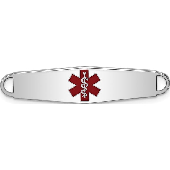 Sterling Silver Rhodium Plated Medical Id Plate (33 X 8) Made In United States xsm13