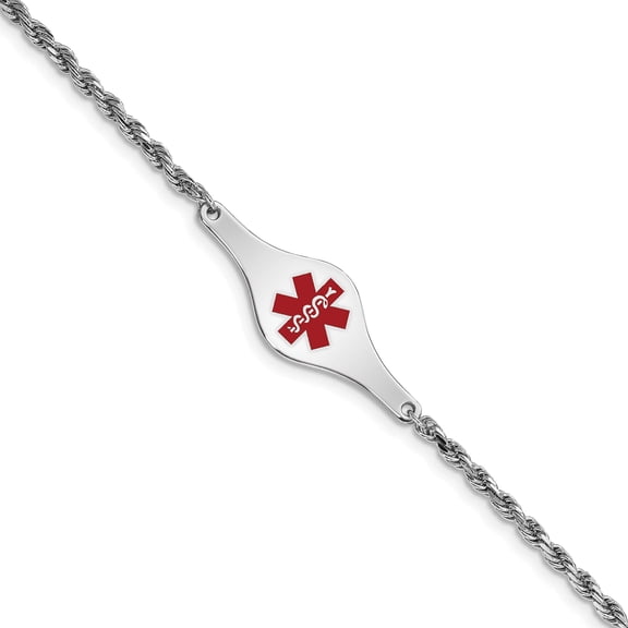 Jewelry by Sweet Pea Sterling Silver Rhodium-plated Medical ID Rope Link Bracelet