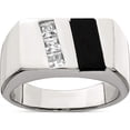 thumbnail image 1 of Sterling Silver Rhodium-Plated Men's Cz And Onyx Ring (Size 11) Made In China qr2461-11, 1 of 5