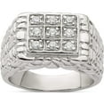 thumbnail image 1 of Sterling Silver Rhodium-Plated Men's Cz Ring (Size 10) Made In China qr1284-10, 1 of 5