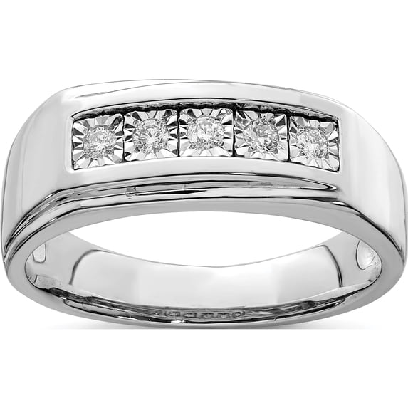 Sterling Silver Rhodium Plated Men's Polished Diam. Ring (Size 11) Made In India qr6465-11