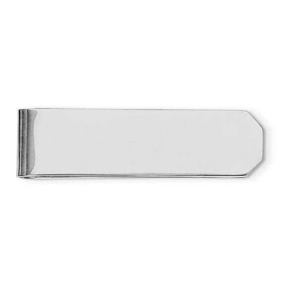 Sterling Silver Rhodium Plated Money Clip - 12.0 Grams - Measures 51x14mm Wide