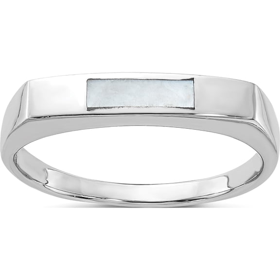 Sterling Silver Rhodium-Plated Mother Of Pearl Inlay Ringsize 7 (Width 1.75 To 3.25) - Jbsp