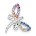 thumbnail image 1 of Sterling Silver Rhodium-Plated Multi Color CZ Dragonfly Chain Slide, 1 of 1