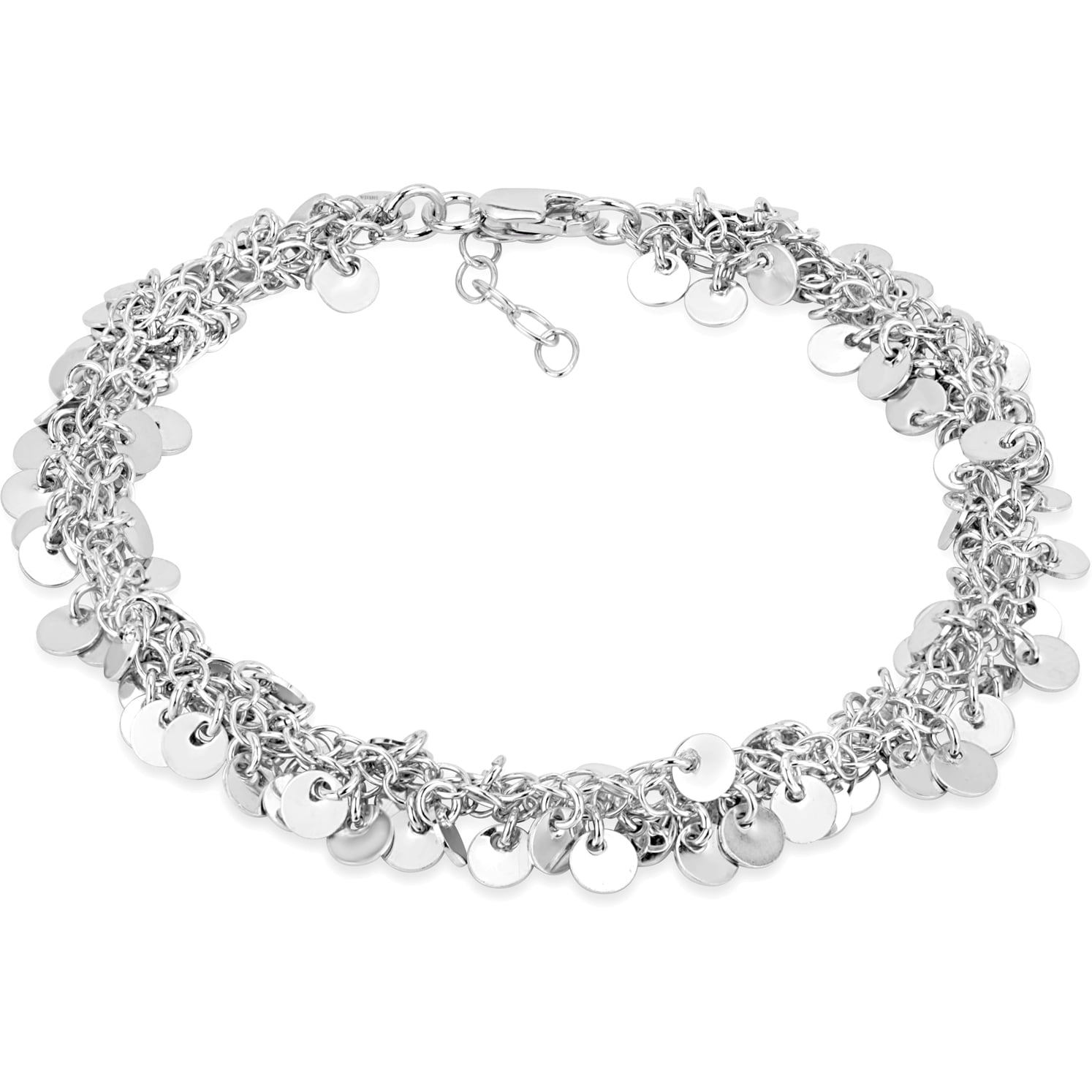Sterling Silver Rhodium Plated Multi Disc Bracelet 8 Inches