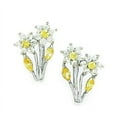 thumbnail image 1 of Sterling Silver Rhodium Plated November Yellow CZ 2-Leverback Earrings - Measures 16x10mm, 1 of 2
