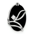 thumbnail image 1 of Sterling Silver Rhodium Plated Onyx and Cubic Zirconia Slide, 1 of 1