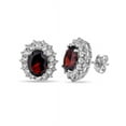 thumbnail image 1 of Sterling Silver Rhodium Plated Oval Garnet And White Topaz Stud Earrings, 1 of 1