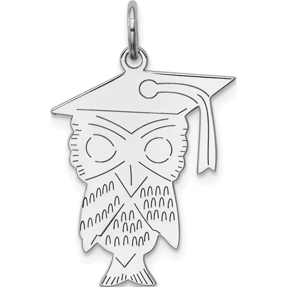 Jewelry by Sweet Pea Sterling Silver Rhodium-plated Owl Polished Charm