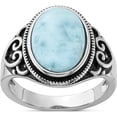 thumbnail image 1 of Sterling Silver Rhodium-Plated Oxidized With Larimar Ringsize 6 (Width 2.75 To 4.5) - Jbsp, 1 of 5