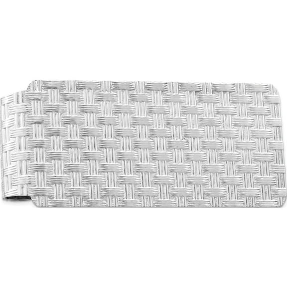 Sterling Silver Rhodium-Plated Pattern Money Clip (51 X 25) Made In United States qq132