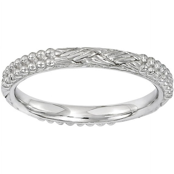 Sterling Silver Rhodium-Plated Patterned Ring