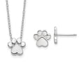 thumbnail image 1 of Sterling Silver Rhodium-Plated Paw Print with 2 in. Extension Post Earrings Necklace Set, 1 of 1
