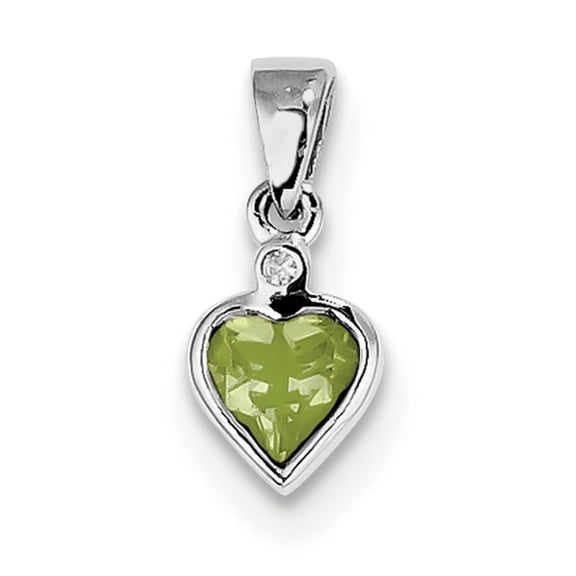 Sterling Silver Rhodium Plated Peridot And Diamond Pendant (15 X 7) Made In India qdx822