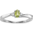 thumbnail image 1 of Sterling Silver Rhodium-Plated Peridot & Diamond Birthstone Ring (Size 8) Made In India qbr25aug-8, 1 of 5