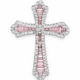 thumbnail image 1 of Sterling Silver Rhodium Plated Pink And White Cz Cross Slide Pendant Made In China -Jewelry By Sweet Pea, 1 of 7