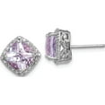 thumbnail image 1 of Sterling Silver Rhodium-Plated Pink Quartz And Diamond Earrings (11 X 11) Made In Thailand qe9850pq, 1 of 5