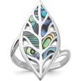 thumbnail image 1 of Sterling Silver Rhodium-Plated Polished Abalone Leaf Ringsize 7 (Width 2.3) - Jbsp, 1 of 5
