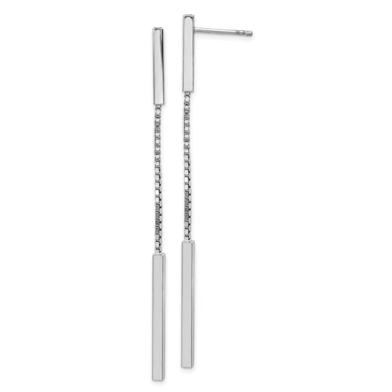 Sterling Silver Rhodium-Plated Polished Bar Post Dangle Earrings