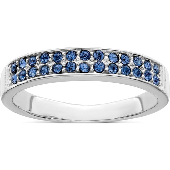 Sterling Silver Rhodium-Plated Polished Blue Crystal Ring (Size 8) Made In China qr7352-8