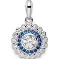 thumbnail image 1 of Sterling Silver Rhodium-Plated Polished Blue & White Cz Pendant (21.26 X 13) Made In China -Jewelry By Sweet Pea, 1 of 7
